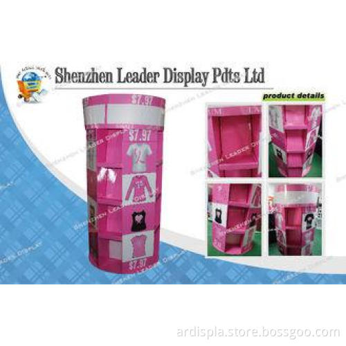 Special Pink Cardboard Floor T Shirt Display Stands For Adv
